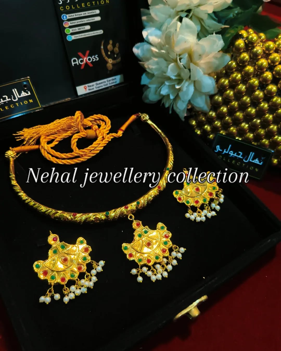 gold look balochi Tokk set