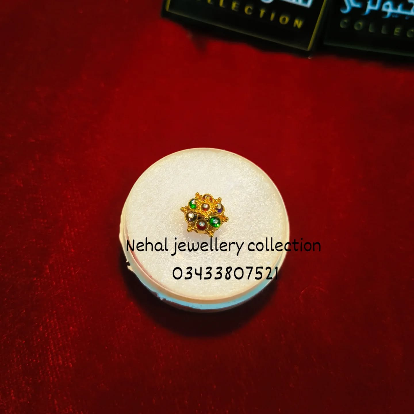 Traditional kundan meena kari Nose pin made with chandi nd gold plated