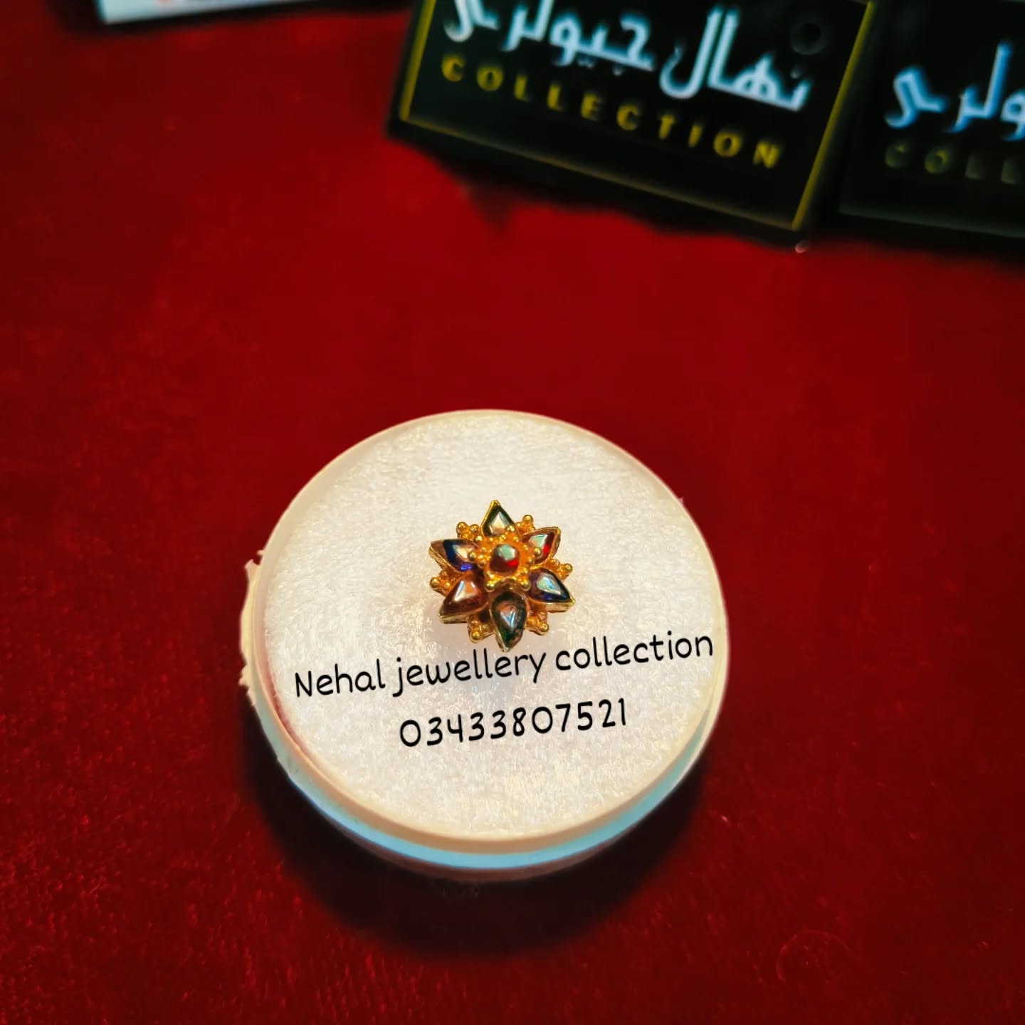 Traditional kundan meena kari Nose pin made with chandi nd gold plated