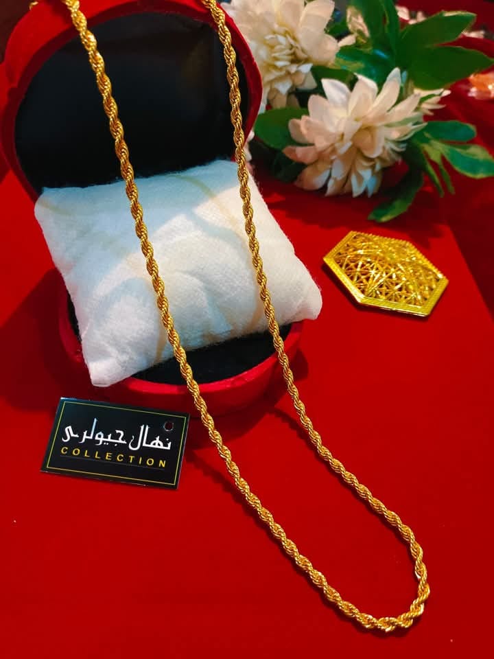 Elegant Gold-Tone Twisted Rope Chain Necklace