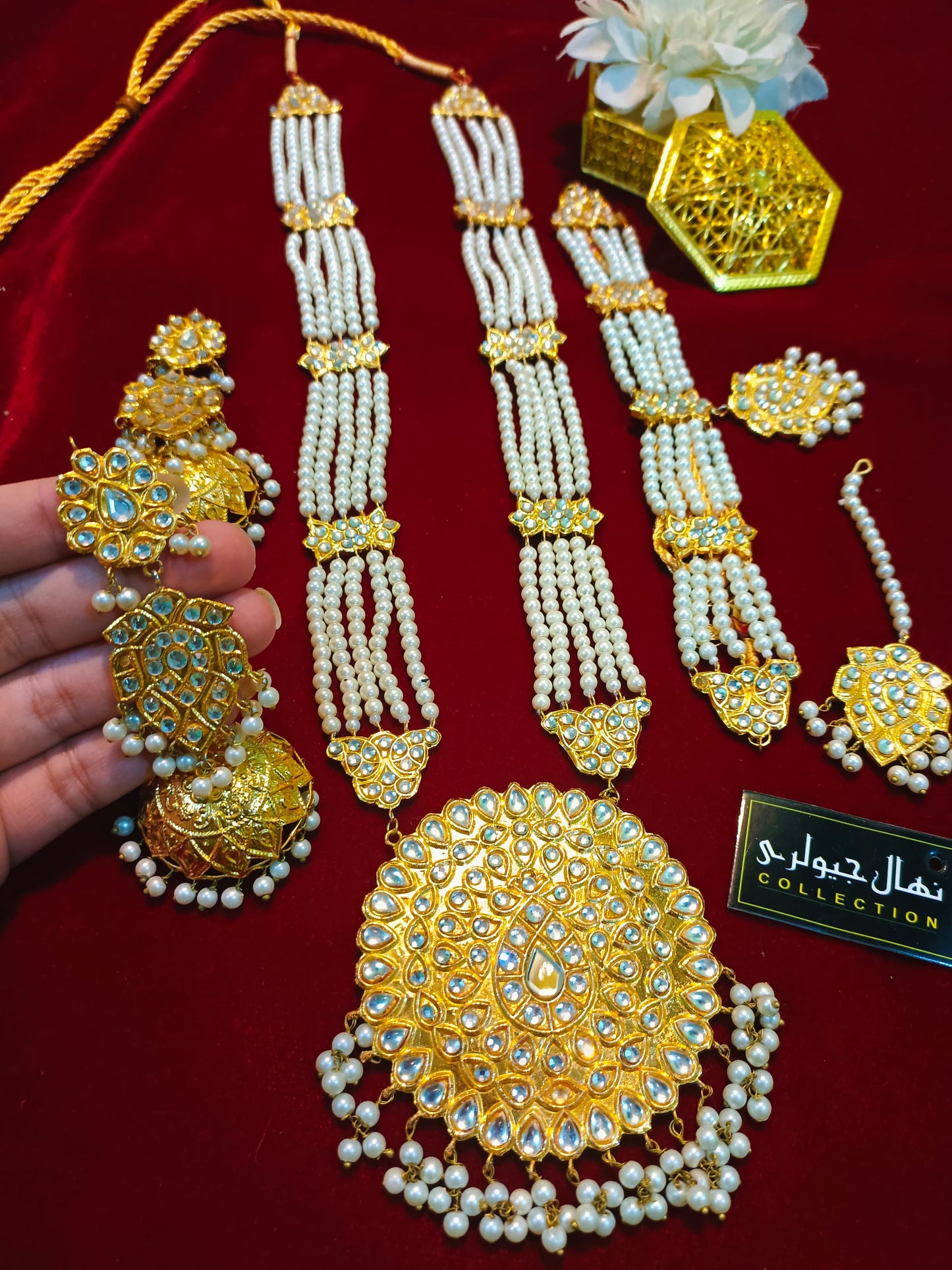 Meenakari gold look maala set