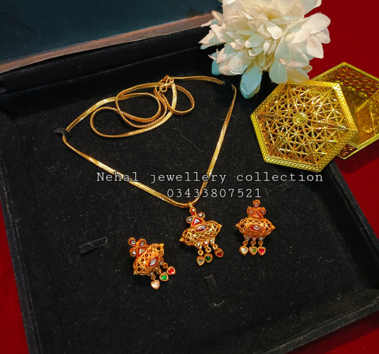 Traditional Sindhi Kundan Kharak Dholna Pendant Set