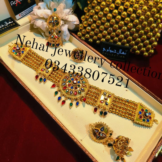 Traditional kundan chokar set With gold plated