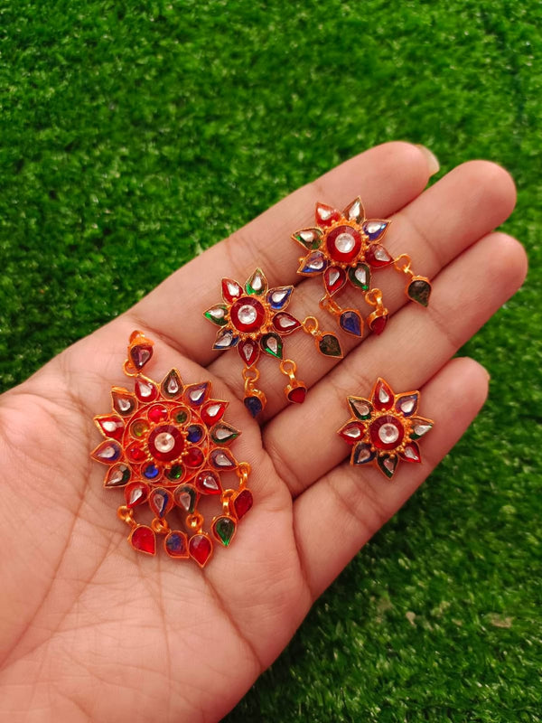 Traditional Sindhi Kundan Pendant Set with Chain – A Timeless Masterpiece