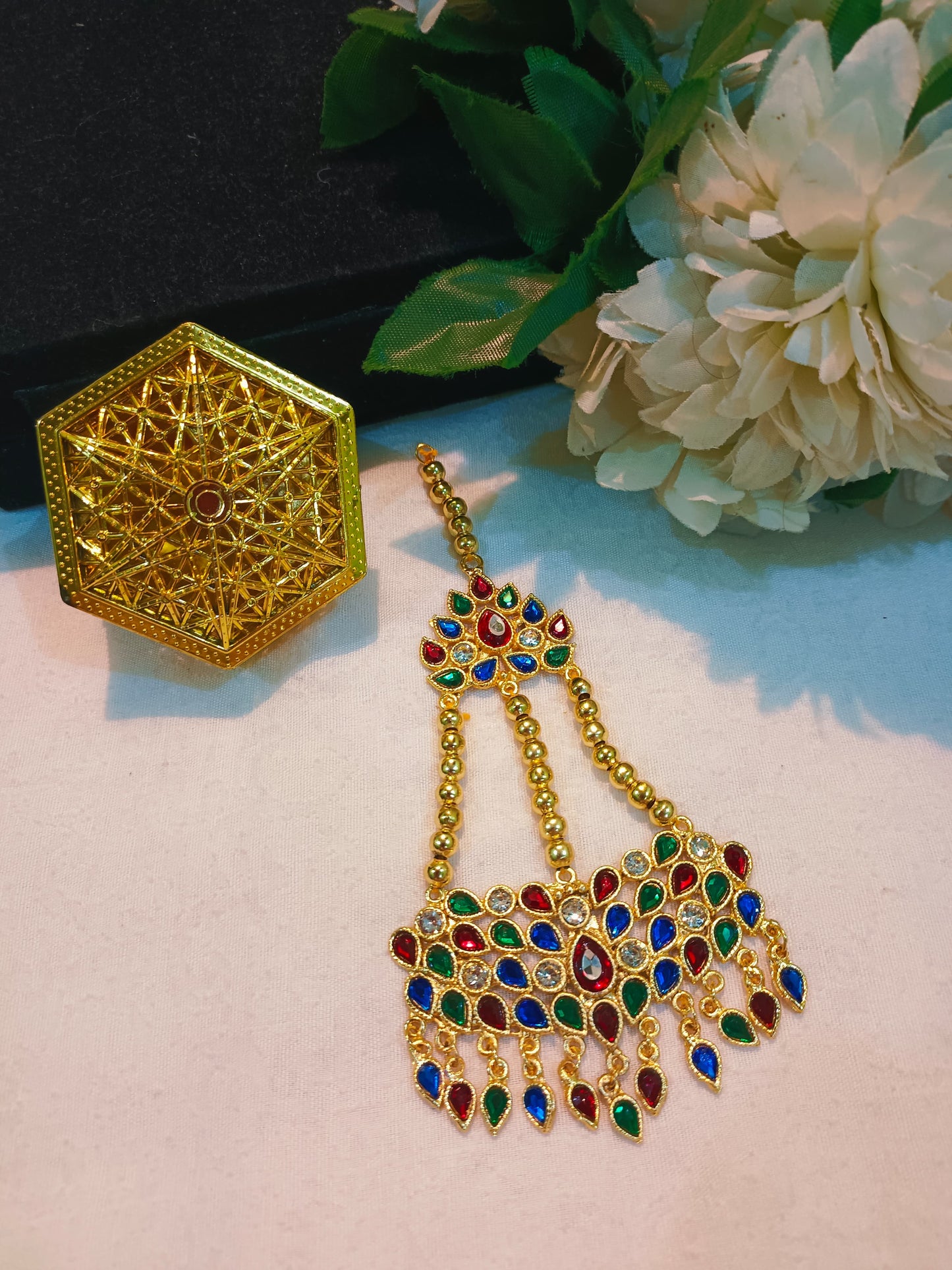 Royal Multicolor Kundan Passa / Maang Tikka