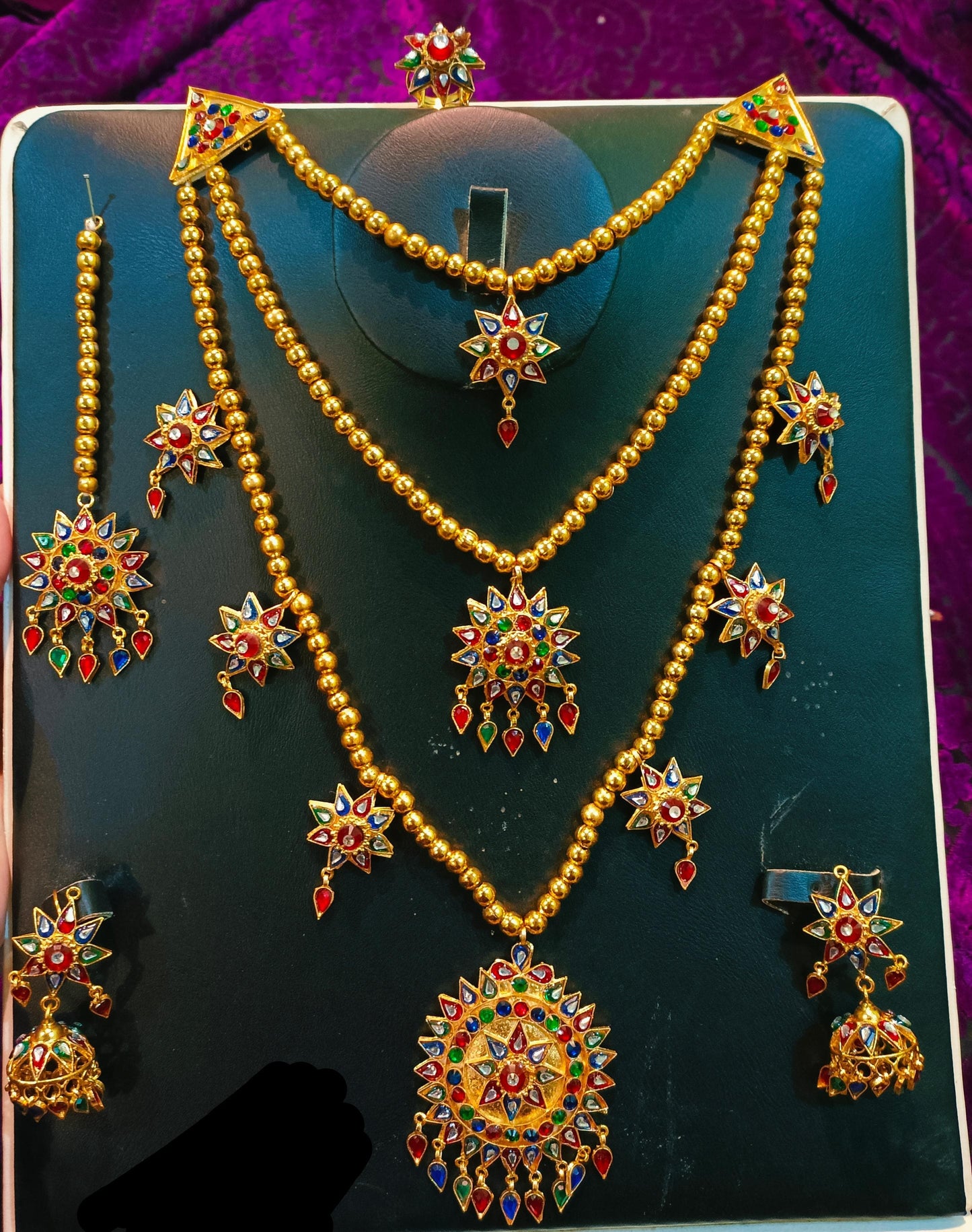 Traditional sindhi kundan Bridal Dhuri set 3 layers