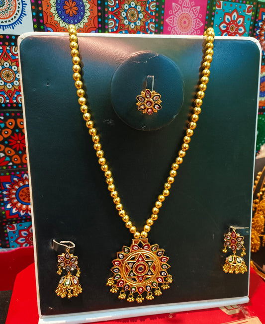 Traditional sindhi kundan 1 layer Long Maala Dhuri set