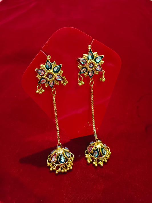 Traditional sindhi kundan 1 layer Jhumki.