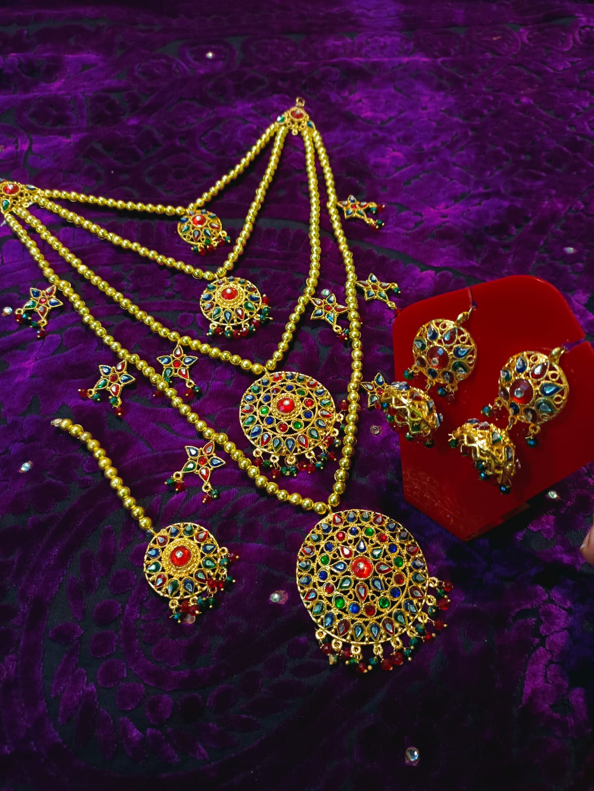 Traditional sindhi kundan Bridal Dhuri set 4 layers