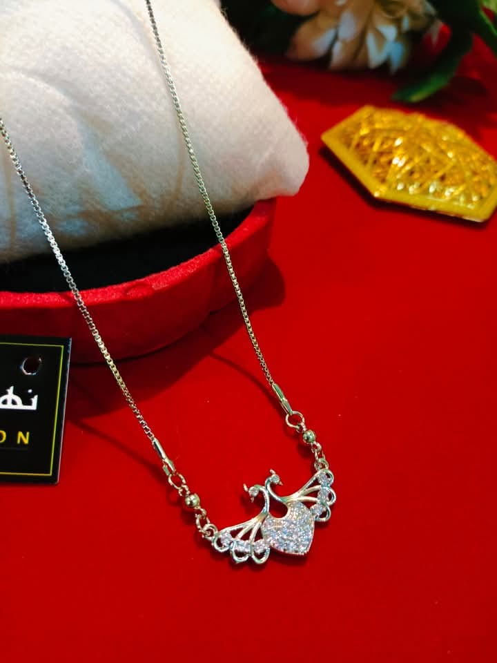 Gold Plated Chain with Silver-Tone Peacock Pendant
